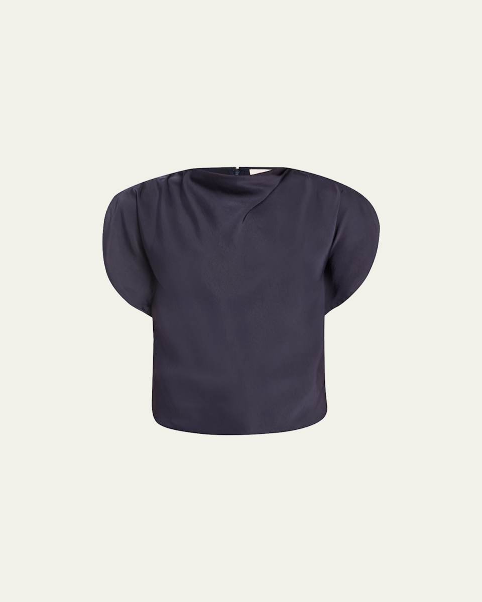 Nadia Satin Petal-Sleeve Top